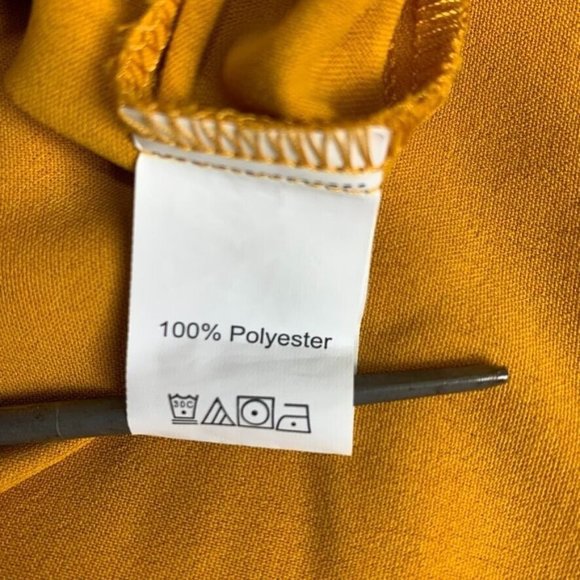 Shein Mustard Yellow Shirtdress Button Up Drawstring Waist High Low Retro L - Picture 10 of 10